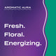 Text graphic depicting the aromatic aroma of Lavender-Mint: floral, fresh, and energizing.