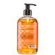 Back of Spiced Citrus Hand Soap in a clear bottle with black pump