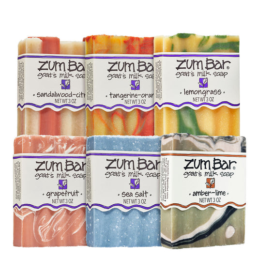 6 Citrus Zum Bars standing together on a white background