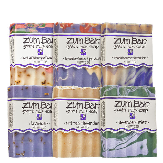 6 Floral Zum Bars stacked on a white background