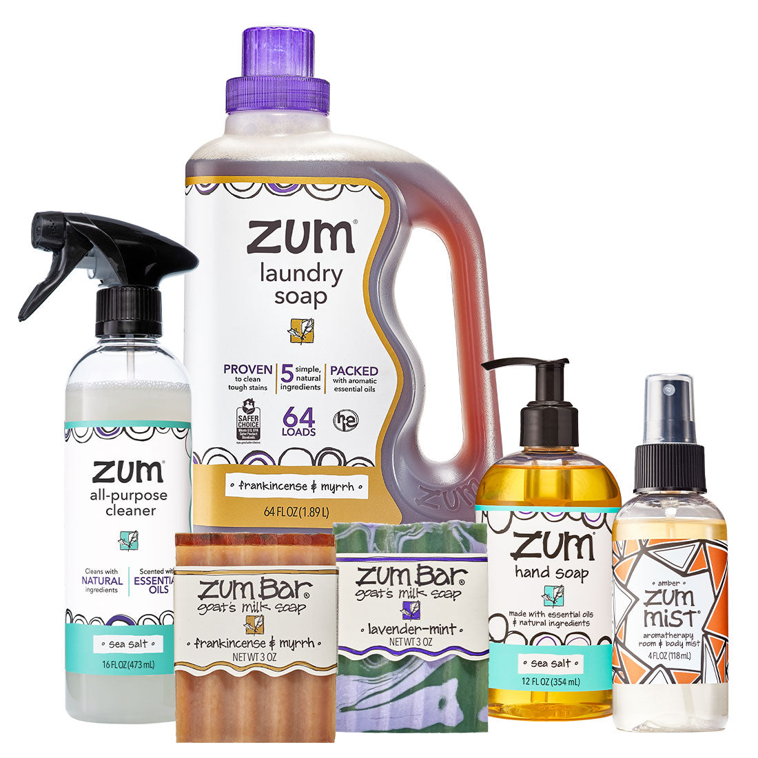 新品　zum laundry soap フランキンセンス&ミルラ 4本セット Zum Top Sellers Home Care Bundle