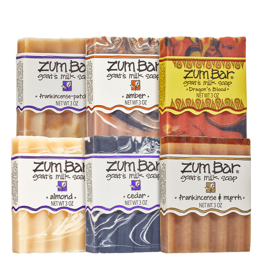 6 Woodsy Zum Bars stacked on a white background