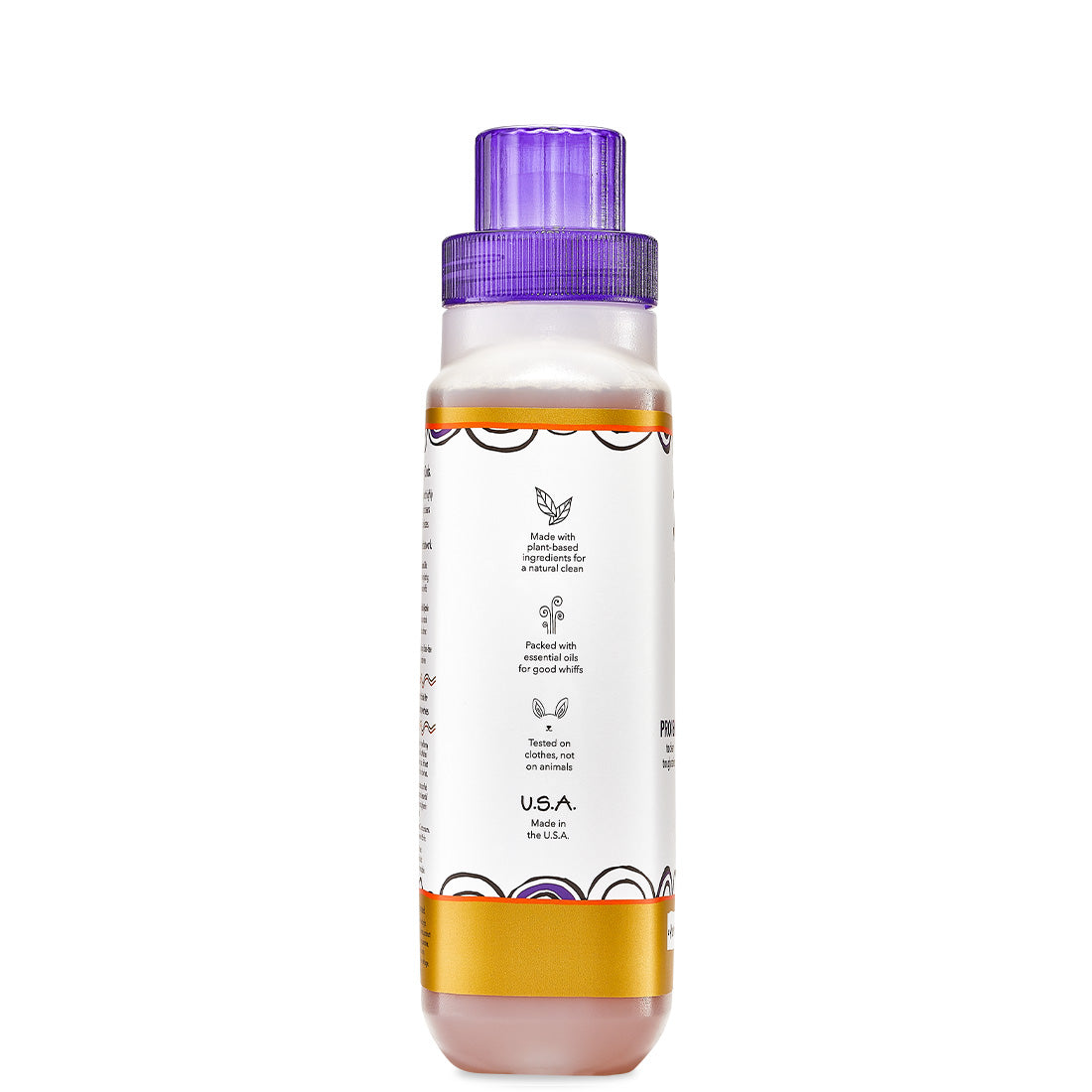 Side view of bottle with screw top containing Frankincense-Patchouli Laundry Soap