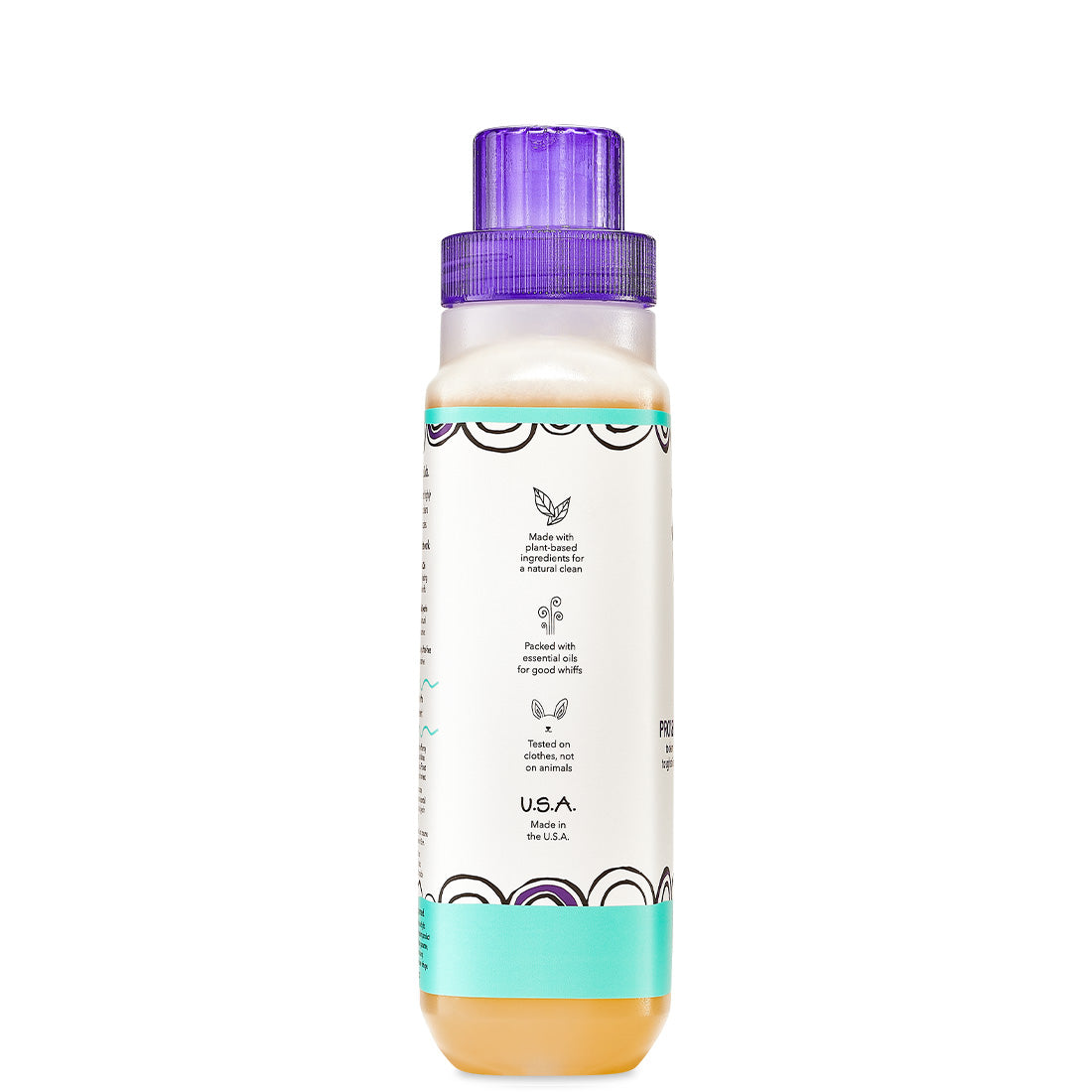 Side view of small bottle with screw cap that contains Sea Salt Zum Laundry Soap