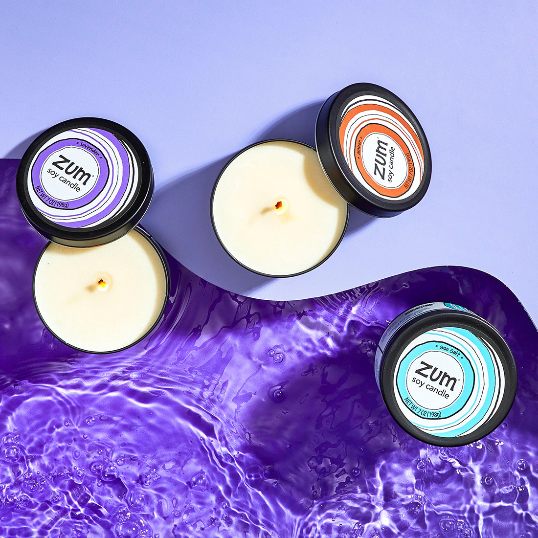 Zum Glow Soy Wax Candle Made In a Fresh Sea Salt Scent Blend