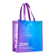Recyclable tote bag at an angle. Zum logo and the phrase 'Natural Products for the body & home.' underneath on a blue and purple gradient. Side of the tote says 'Good Whiffs' on purple background.