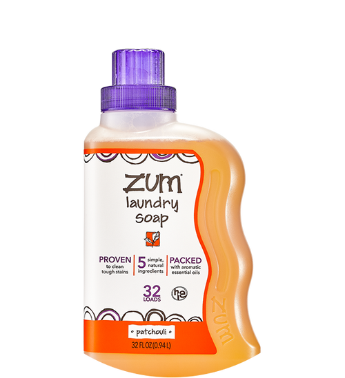 Zum Laundry Soap Patchouli wavy bottle with purple cap