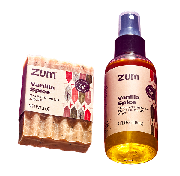 Vanilla Spice labeled bar soap and room & body mist bottle