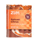 Red, orange, and white swirled Bar Soap With orange label wrapped around the middle.