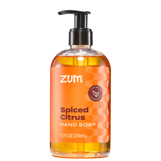 Spiced Citrus Hand Soap in a clear bottle with black pump