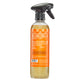 Back of the Spiced Citrus All-Purpose Cleaner in a clear spray bottle with black spray nozzle.