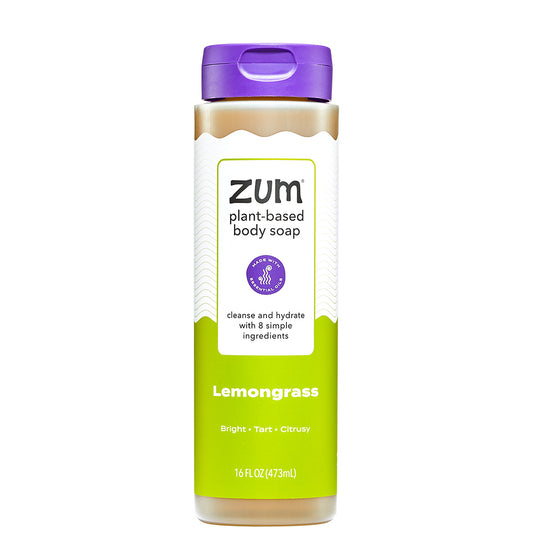Lemongrass Body Soap Bottled with a purple cap.
