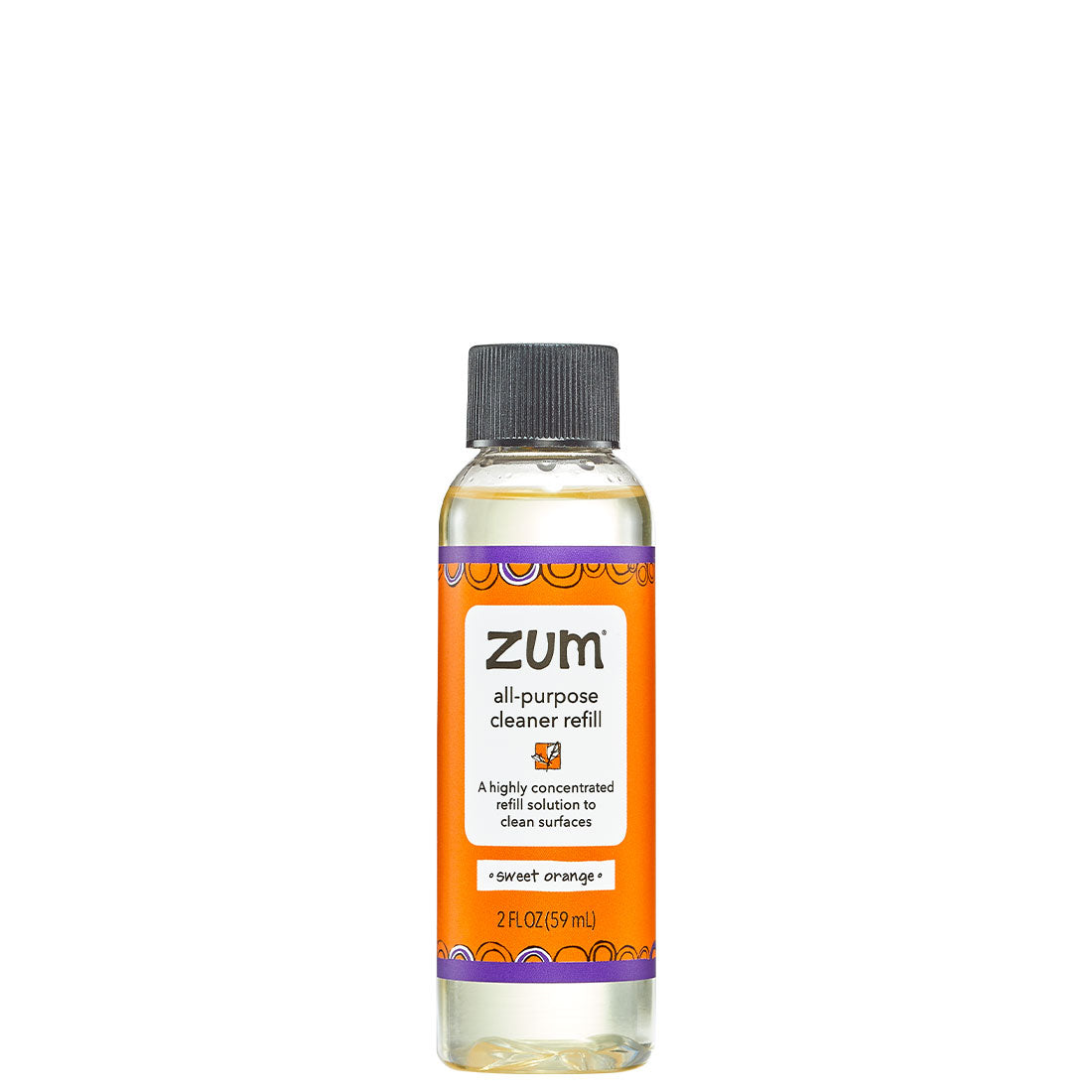 Sweet Orange All-Purpose Cleaner Refill in a clear bottle with black cap and orange label.