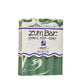 Labeled mint scented Zum Bar Soap with white and green colored swirls.