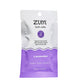 Tearable packet with light purple, black, and purple design containing Lavender scented bath salts.