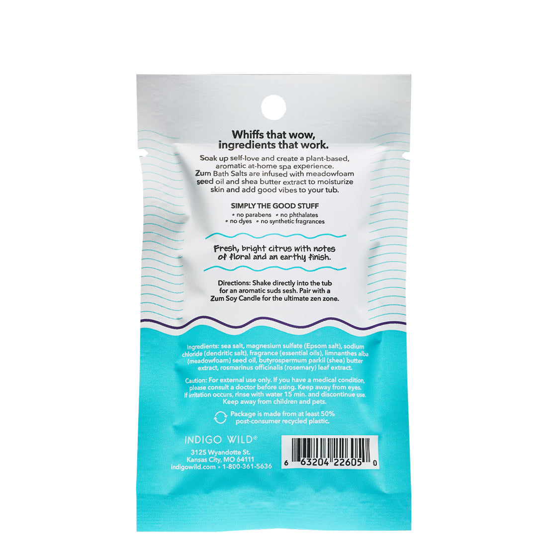 Zum Tub Bath Salt Packet Sea Salt | Indigo Wild