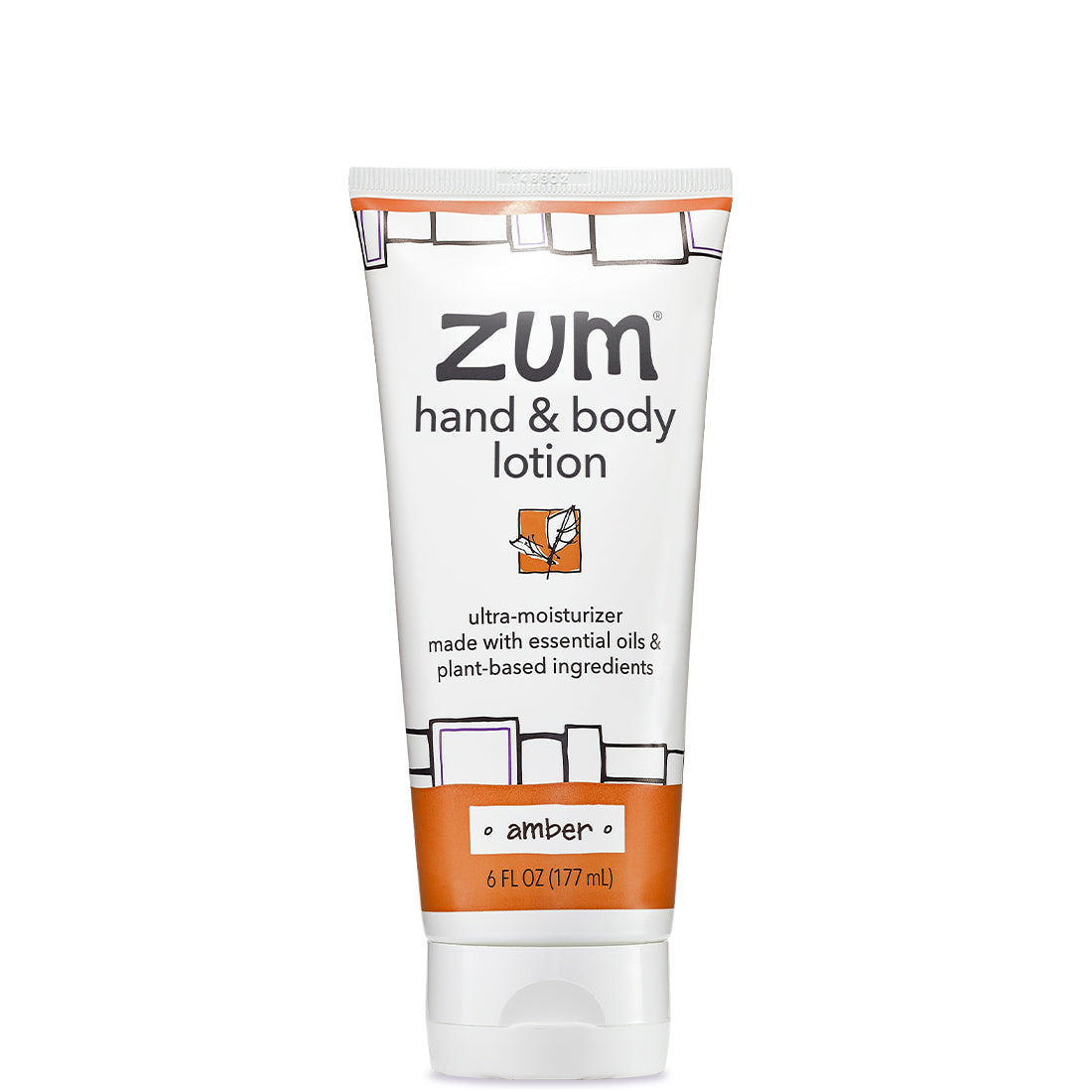 Zum hand and body lotion tube on a white background