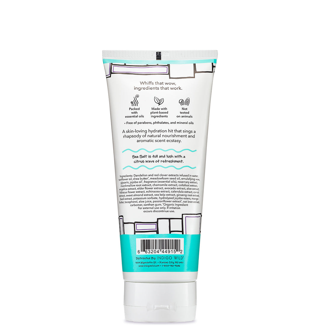 Back view of Sea Salt Zum Hand and Body Lotion Tube