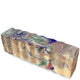 Pink, green, blue, and cream swirled brick of soap.