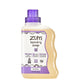 Plastic bottle with wavy edge and screw top cap containing lavender scented laundry soap liquid