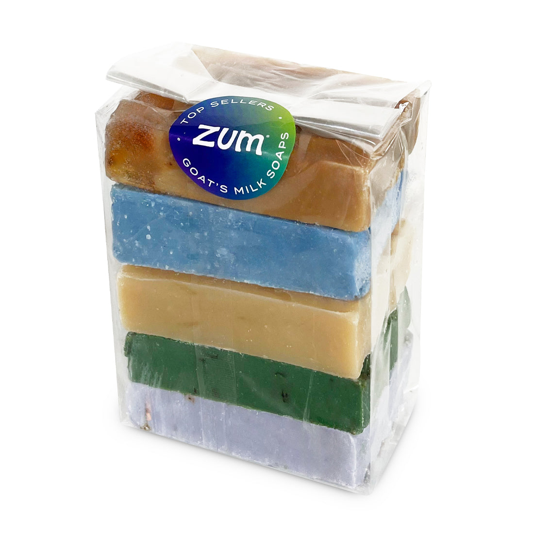 Clear bag containing a variety of Zum Bar Soap pieces.