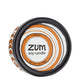 Top view 7 oz Amber in a black tin with brown orange and white label that has circular designs.