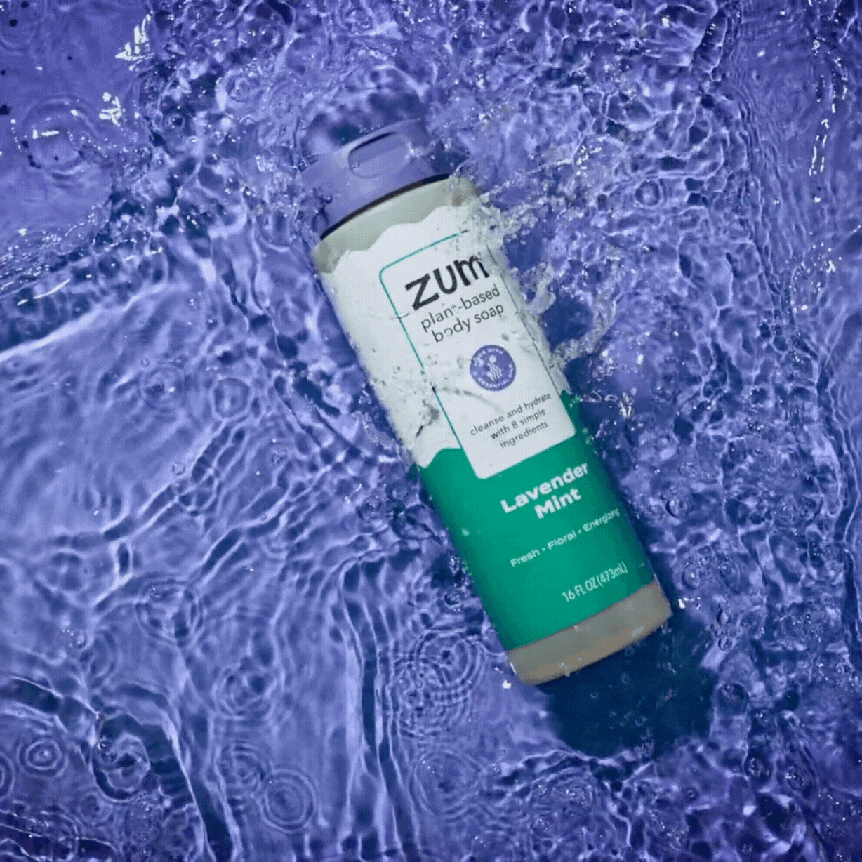 Lavender-Mint Bottle falling in water