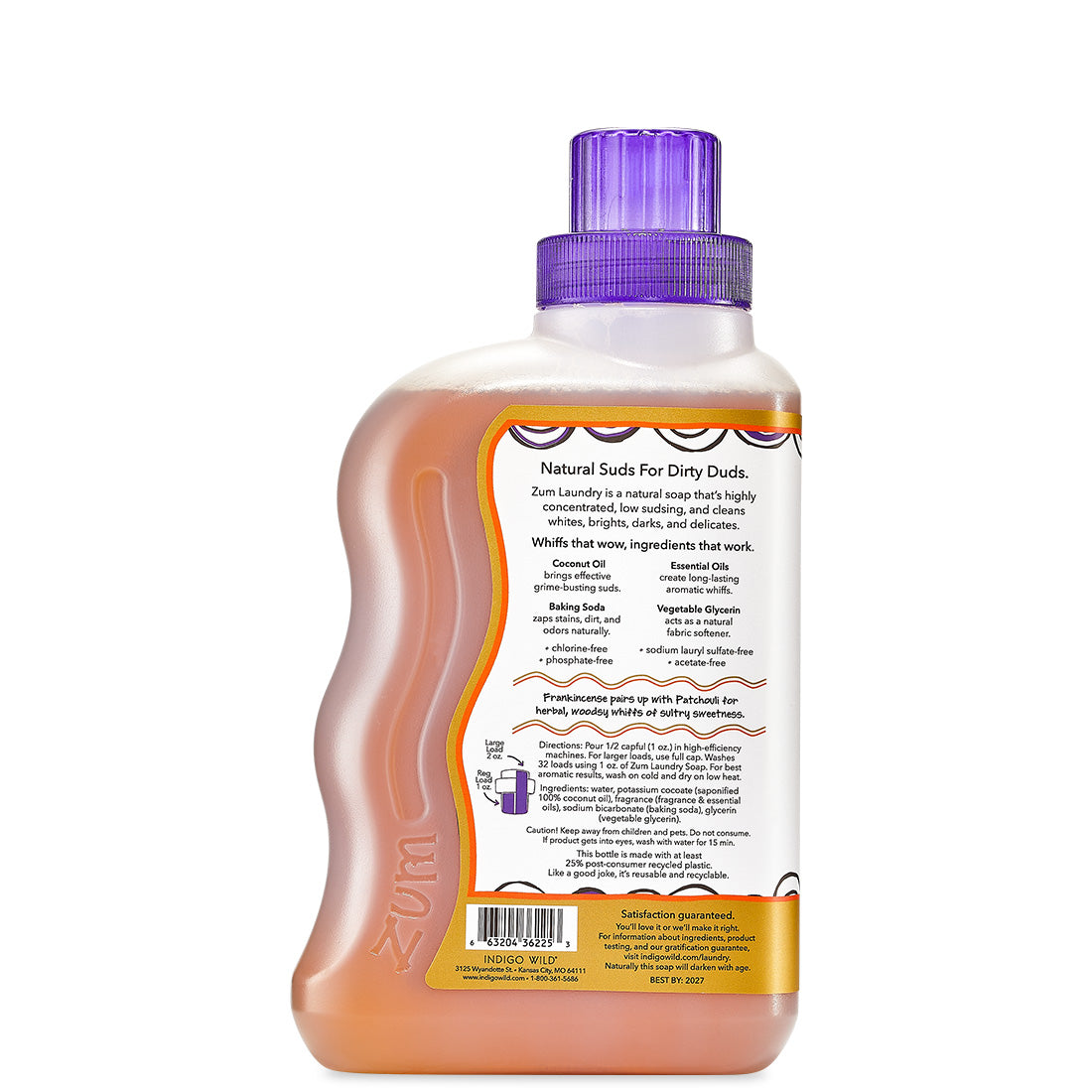 Frankincense-Patchouli Zum Laundry Soap | 32 oz | Indigo Wild