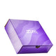 Outer box with purple wave design and zum logo
