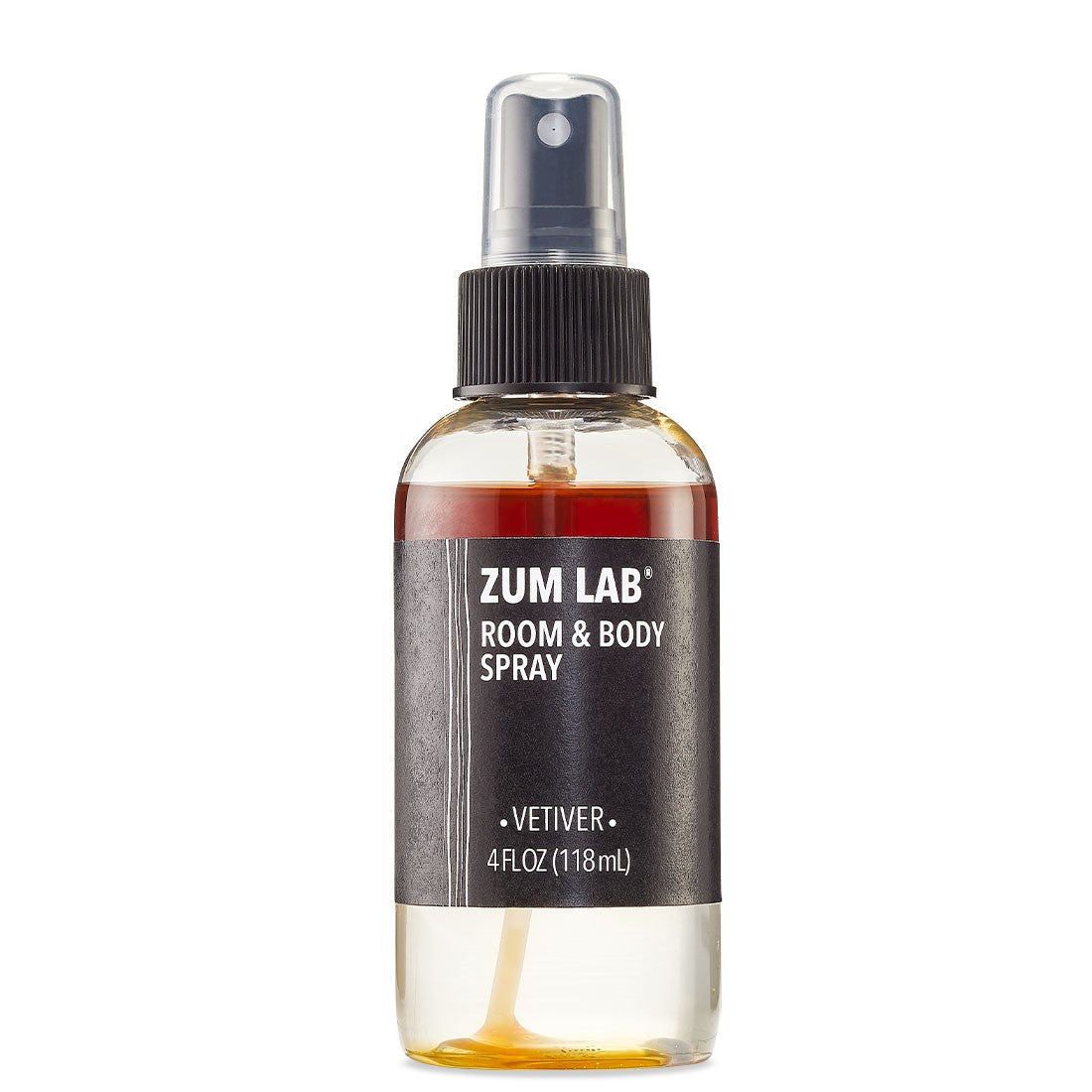 Room & Body Spray labeled in a 4 oz bottle in the scent of smoky Vetiver.