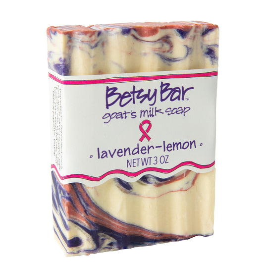 Cream, pink and purple soap scented with lavender-lemon essential oils