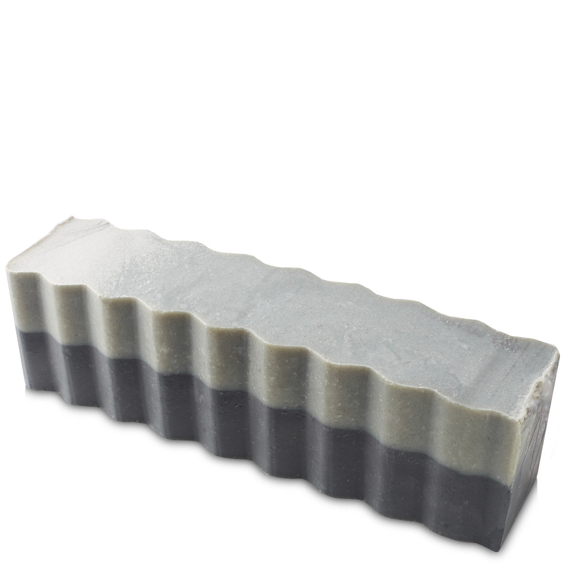 Rectangular two-tone grey wavy 45 ounce brick of Charcoal scented Zum Bar Soap