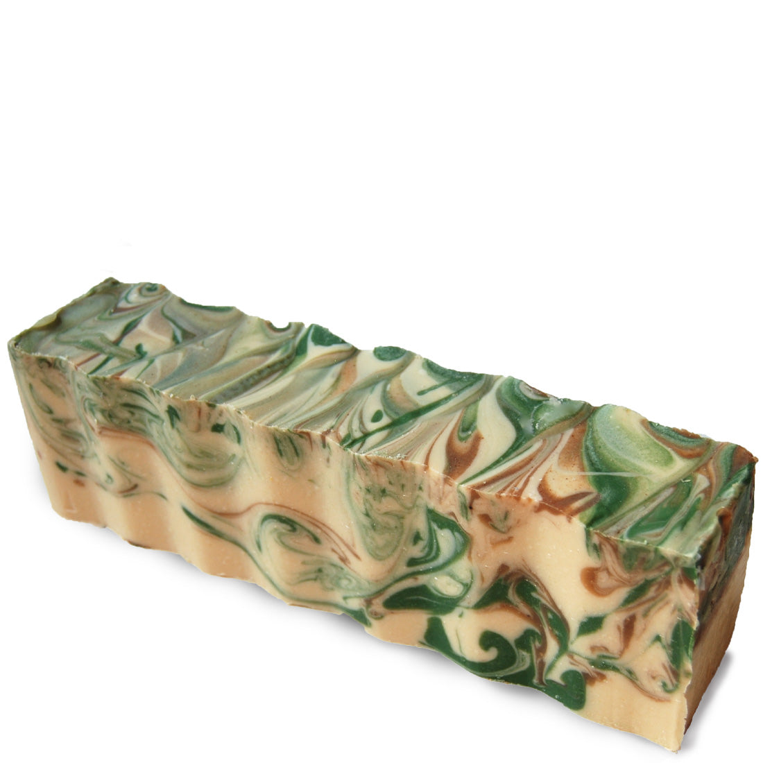 Cream, green and brown wavy rectangular 45 ounce brick of clove-mint scented Zum Bar Soap
