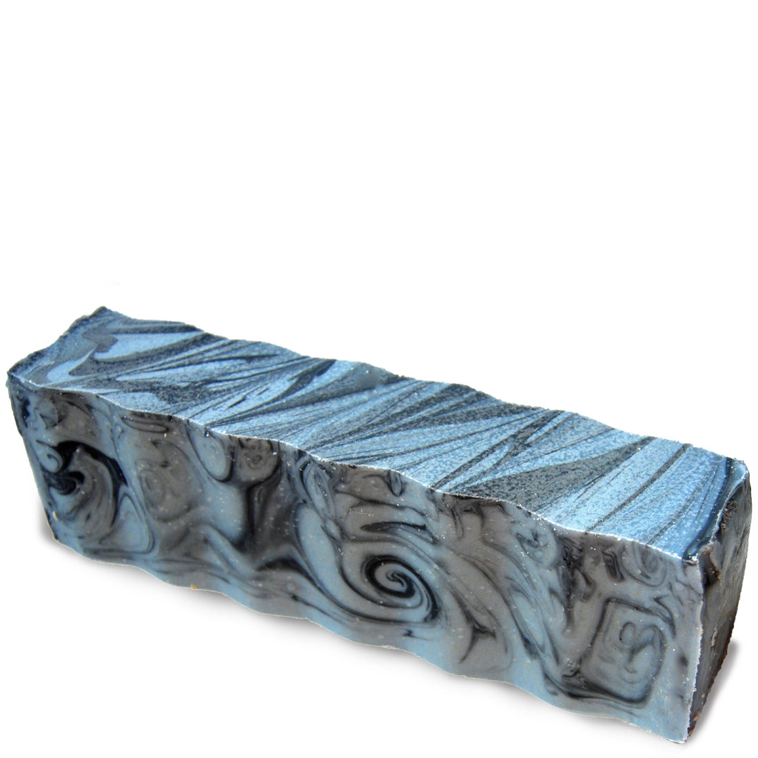 Blue and black wavy rectangular 45 ounce brick of eucalyptus scented Zum Bar Soap