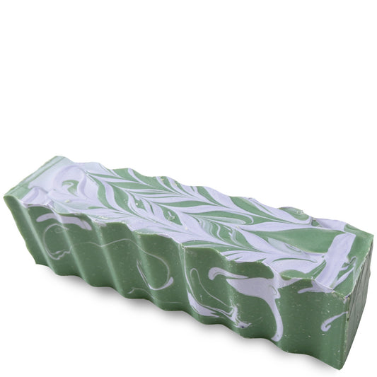 Green and purple wavy rectangular 45 ounce brick of lavender and mint scented Zum Bar Soap