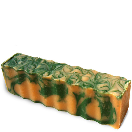 Green and yellow wavy rectangular 45 ounce brick of lemongrass scented Zum Bar Soap