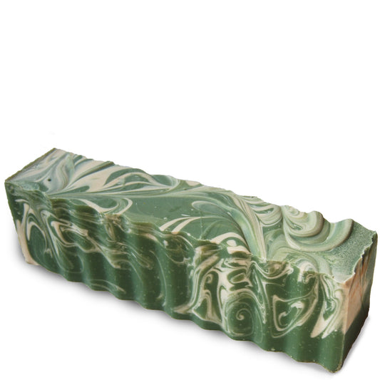 Green and white wavy rectangular 45 ounce brick of mint scented Zum Bar Soap