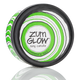 Top view 7 oz Rosemary-Mint Candle in a black tin with green and white label that has circular designs.