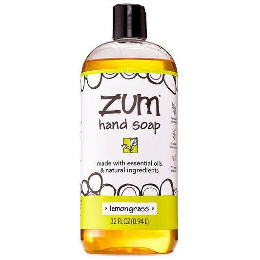 Large round bottle with pop top that contains lemongrass scented liquid hand soap.