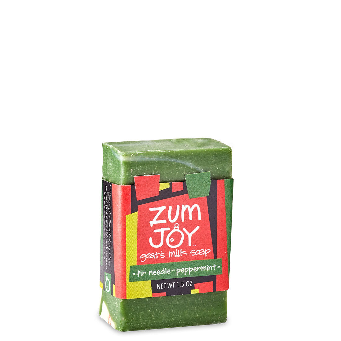Mini labeled Zum Joy Bar with green coloring and mint scent.